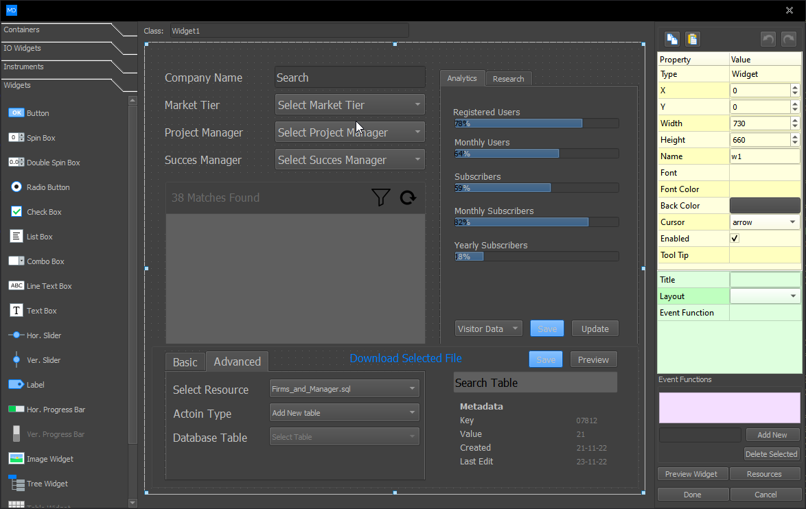 A database viewer app from our tutorials